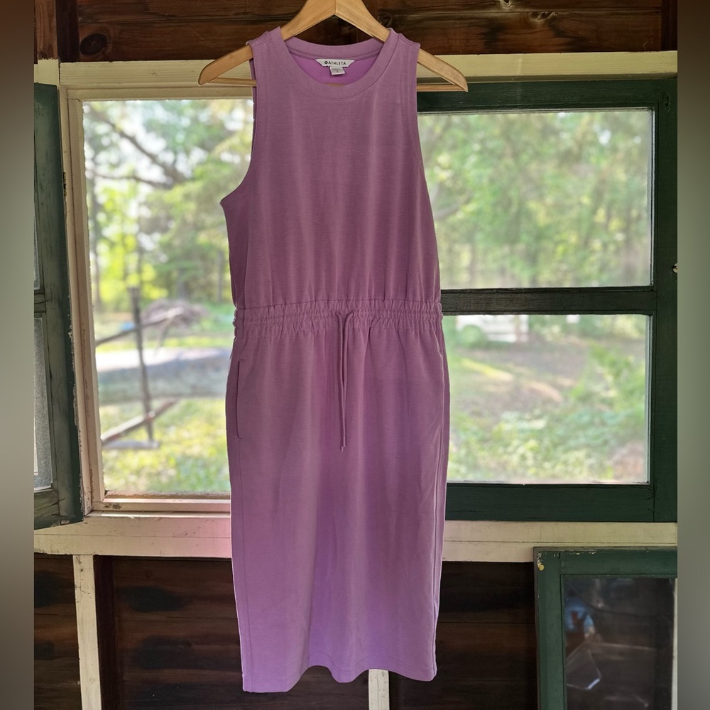 Athleta Midi Dress Sheath Seasoft Crew Neck SP